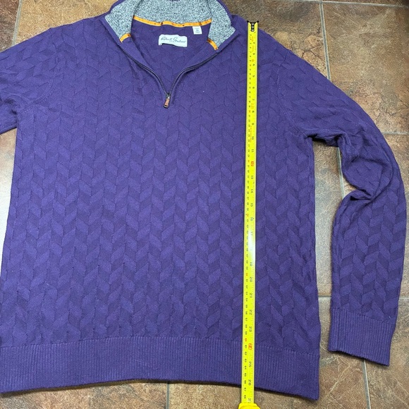Robert Graham Wool Blend Purple Quarter Zip-Up Sweater - Picture 6 of 7